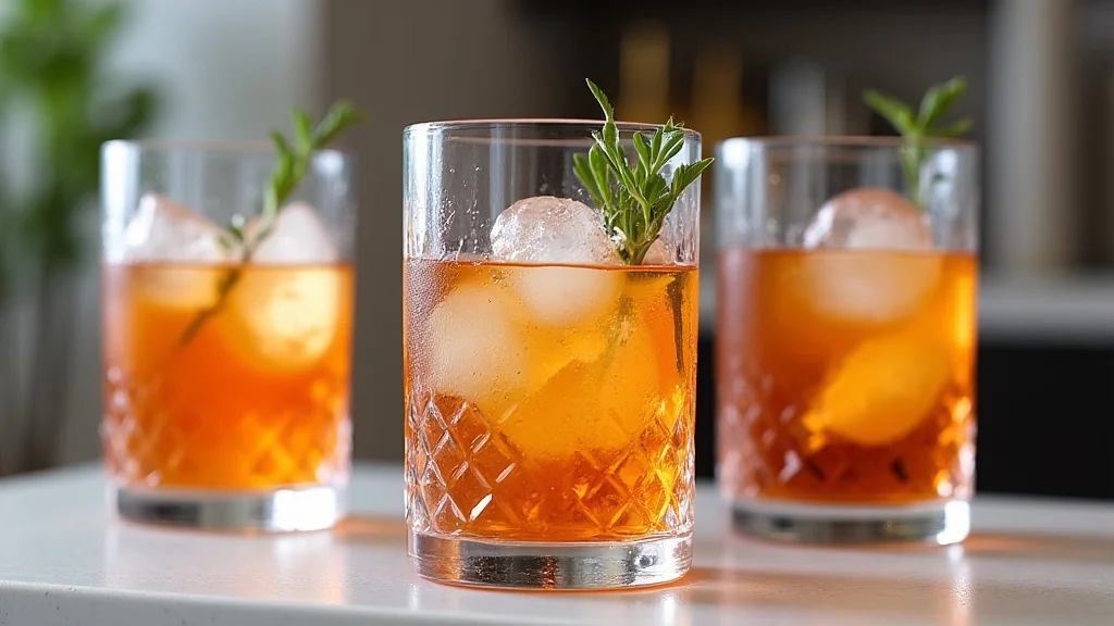 The image shows four clear highball glasses, perfect for drinks, featured in a review.