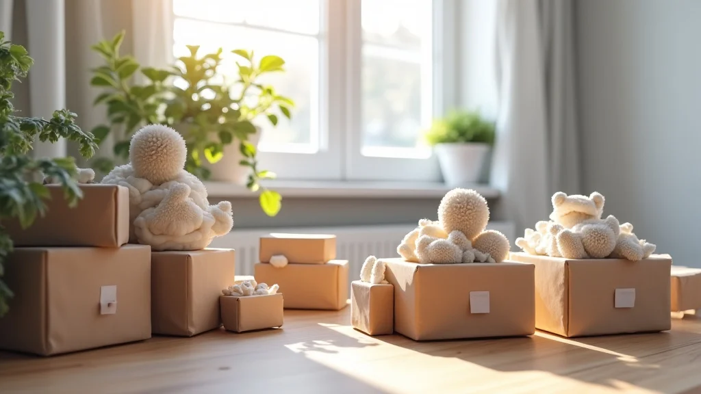 The image shows a person browsing a variety of home essentials while shopping online for their household needs.